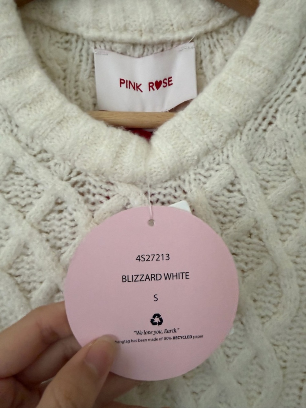 Pink Rose NWT Cable Knit Soft Pullover Sweater Size Small S White Cozy Neutral - Picture 6 of 10